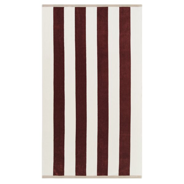 GANT Beach Towel - STRIPE BEACH TOWEL, Shower Towel, Terry Cloth, Organic Cotton, Stripes Maroon 100x180cm
