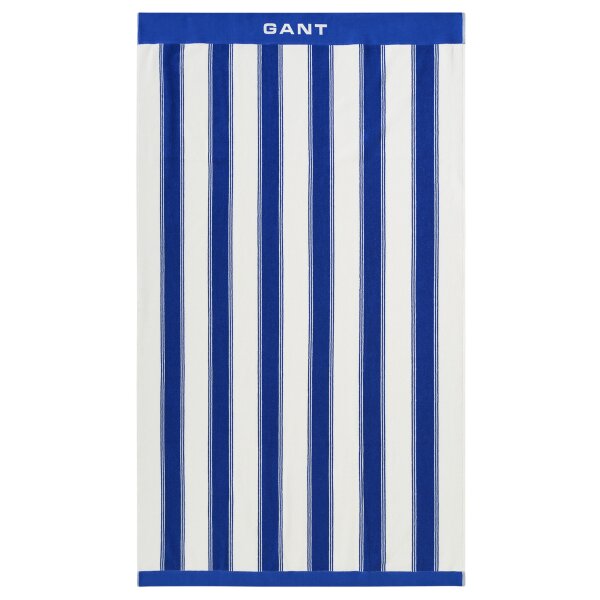 GANT Strandtuch - YACHT STRIPE BEACH TOWEL, Duschtuch, Bio-Baumwolle, Streifen Royalblau 100x180cm