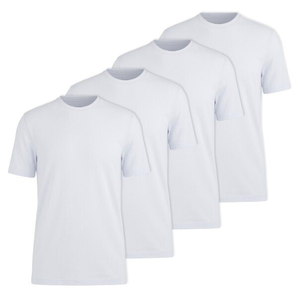 OLYMP Herren T-Shirts, Rundhals, 4er Pack - Bodywear, Modern Fit, Baumwolle Weiß M