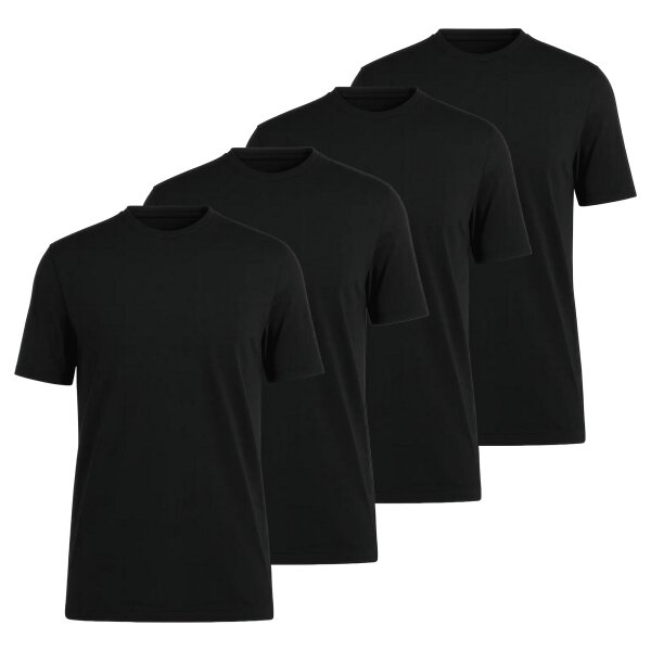 OLYMP Mens T-Shirts, Round Neck, 4-Pack - Bodywear, Modern Fit, Cotton Black S (Small)