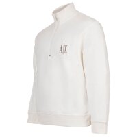 A|X ARMANI EXCHANGE Herren Sweatshirt mit Stehkragen und Half-Zip - Logo, Baumwoll-Mix Weiß M