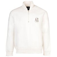 A|X ARMANI EXCHANGE mens sweatshirt with stand-up collar and half-zip - logo, cotton blend White M (Medium)