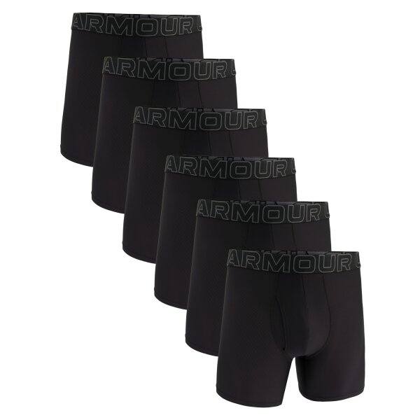UNDER ARMOUR Herren Boxershorts, 6er Pack - Performance Tech Mesh Boxer Briefs Solid 6 in, Stretch, einfarbig Schwarz L
