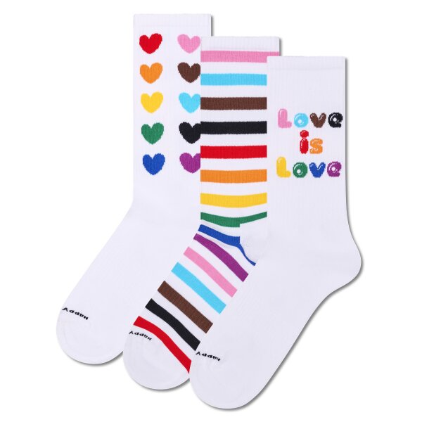 Happy Socks Unisex Socken, 3er Pack - Pride Gift Set, Motivsocken, Geschenkbox Sneaker Pride 36-40