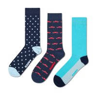Happy Socks Unisex Socks, 3-pack – Everyday Crew, gift box, cotton blend Car 41-46 (UK 7,5-11,5)
