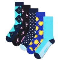 Happy Socks Unisex Socken, 5er Pack - Everyday Crew 5-Pack, Motivsocken, Baumwoll-Mix