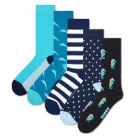 Happy Socks Unisex Socken, 5er Pack - Everyday Crew 5-Pack, Motivsocken, Baumwoll-Mix Sea 41-46