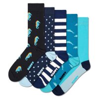 Happy Socks Unisex Socks, 5-Pack - Everyday Crew 5-Pack, Patterned Socks, Cotton Blend Sea 41-46 (UK 7,5-11,5)