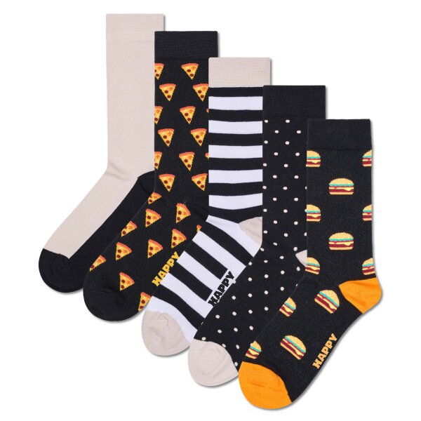 Happy Socks Unisex Socks, 5-Pack - Everyday Crew 5-Pack, Patterned Socks, Cotton Blend Food 41-46 (UK 7,5-11,5)
