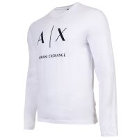 A|X ARMANI EXCHANGE Herren Langarmshirt - Longsleeve, Rundhals, Logo, Baumwolle Weiß M