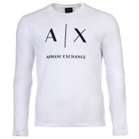 A|X ARMANI EXCHANGE Mens Long Sleeve - Long Sleeve, Round Neck, Logo, Cotton White XL (X-Large)