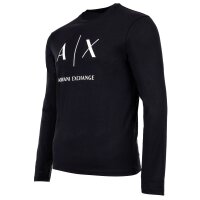 A|X ARMANI EXCHANGE Herren Langarmshirt - Longsleeve, Rundhals, Logo, Baumwolle Dunkelblau L