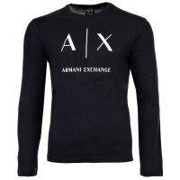 A|X ARMANI EXCHANGE Mens Long Sleeve - Long Sleeve, Round Neck, Logo, Cotton Dark Blue L (Large)