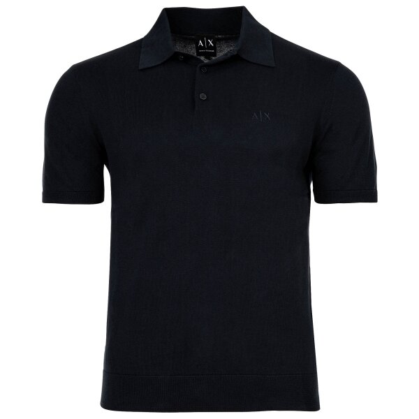 A|X ARMANI EXCHANGE Herren Strick-Poloshirt, kurzarm - Knopfleiste, Baumwolle Dunkelblau S