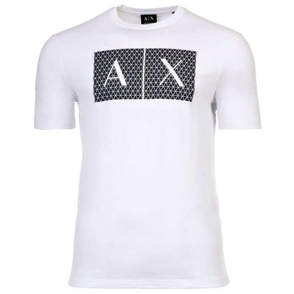 A|X ARMANI EXCHANGE Herren T-Shirt - Rundhals, Kurzarm, Logoprint, Baumwolle Weiß S