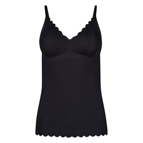 SKINY Damen Spaghetti-Shirt - Sensation, Top, V-Ausschnitt, Pads, Mikrofaser Schwarz S