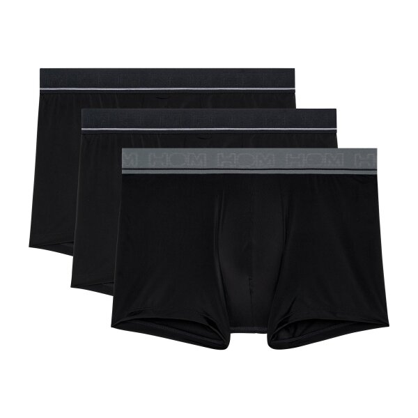 HOM Herren Boxershorts, 3er Pack - LEONARD #2, Boxer Briefs, Unterwäsche, Baumwollmischung, einfarbig Schwarz S
