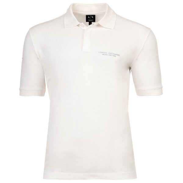 A|X ARMANI EXCHANGE Herren Poloshirt - Knopfleiste, Logo, Pique, Baumwolle Weiß M