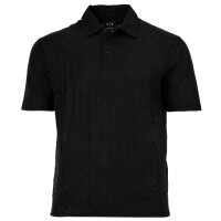 A|X ARMANI EXCHANGE Mens Polo Shirt - Button Placket, All-Over Jacquard, Cotton Black S (Small)