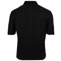 A|X ARMANI EXCHANGE Mens Polo Shirt - Button Placket, All-Over Jacquard, Cotton Black S (Small)