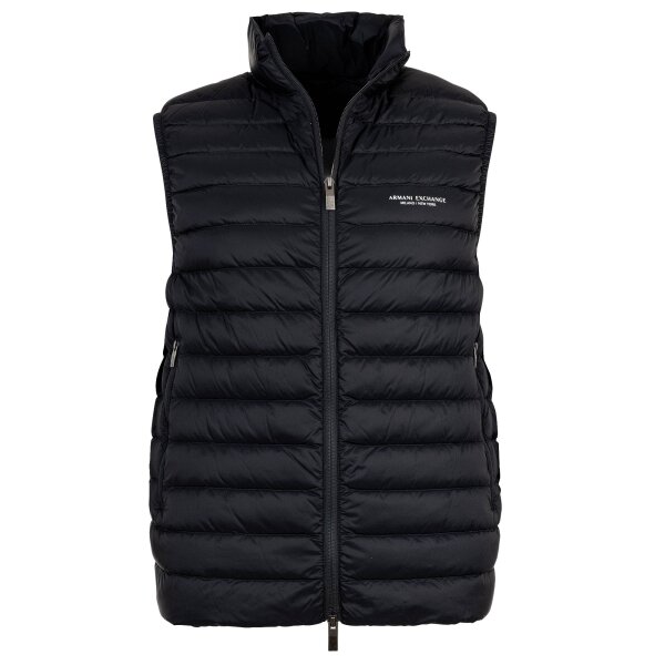 A|X ARMANI EXCHANGE Mens Down Vest - Sleeveless Quilted Jacket, Zipper, Plain Dark Blue M (Medium)