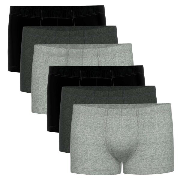 Seidensticker Men boxer shorts, pack of 6 – Trunk 6-pack, single jersey, cotton blend, plain colour Black/Grey M (Medium)