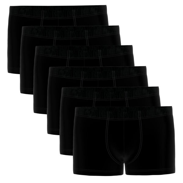 Seidensticker Men boxer shorts, pack of 6 – Trunk 6-pack, single jersey, cotton blend, plain colour Black L (Large)