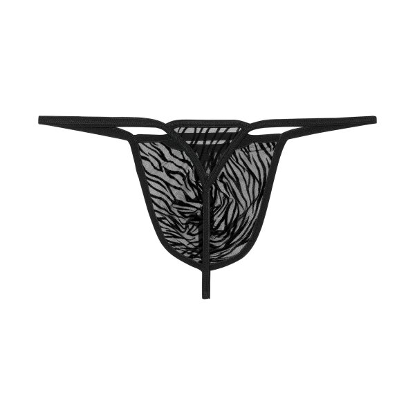 WOH Men G-String - Personal Allure, Zebra, Lace, Transparent Black M (Medium)