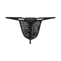 WOH Men G-String - Personal Allure, Zebra, Lace, Transparent Black S (Small)
