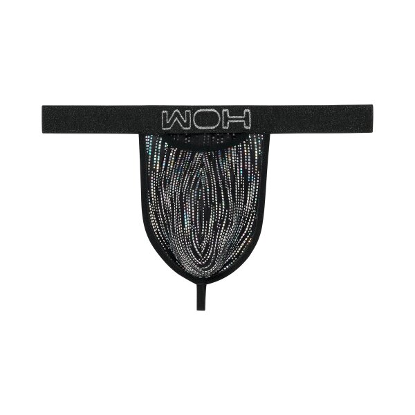 WOH Herren G-String - Pure Seduction, Glitzer, Spitze, einfarbig Schwarz S