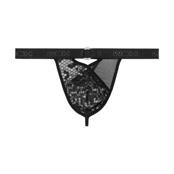 WOH Men G-String - Pure Seduction, mesh, lace, plain colour Black S (Small)