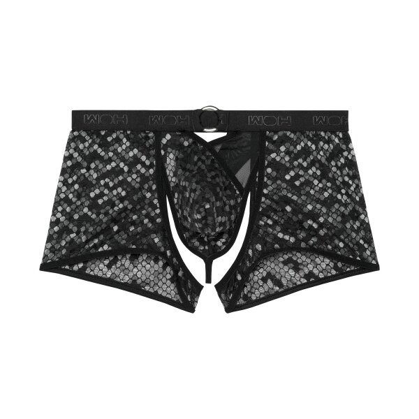 WOH Herren Boxer-String - Pure Seduction, Netz, Spitze, Logobund Schwarz S