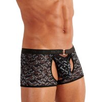 WOH Herren Boxer-String - Pure Seduction, Netz, Spitze, Logobund Schwarz S