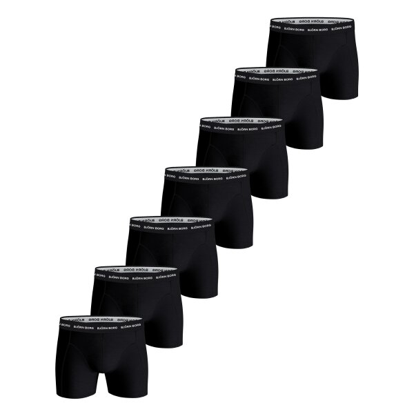 BJÖRN BORG Herren Boxershorts, 7er Pack - Cotton Stretch Boxer, Logobund, Unterhose, Baumwollmischung Schwarz L