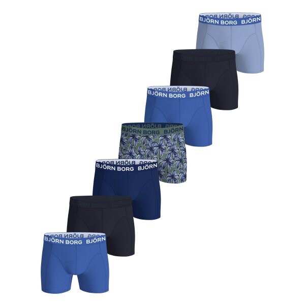 BJÖRN BORG Men Boxer Shorts, 7-Pack - Cotton Stretch Boxers, Logo Waistband, Underwear, Cotton Blend Blue/Green L (Large)