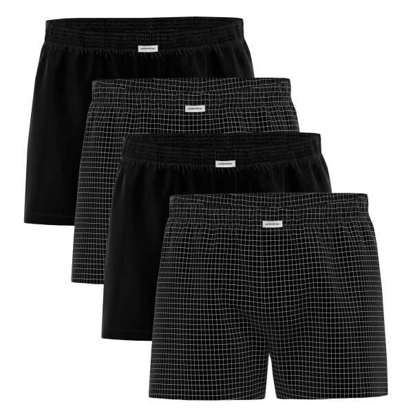 Seidensticker Men Woven Boxer Shorts, 4-Pack - Boxer 4-Pack, Cotton, Logo Black L (Large)