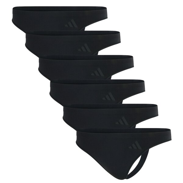 adidas women thongs, 6-pack - Sport Active Seamless, thongs, underwear, logo, solid colour Black S (Small)