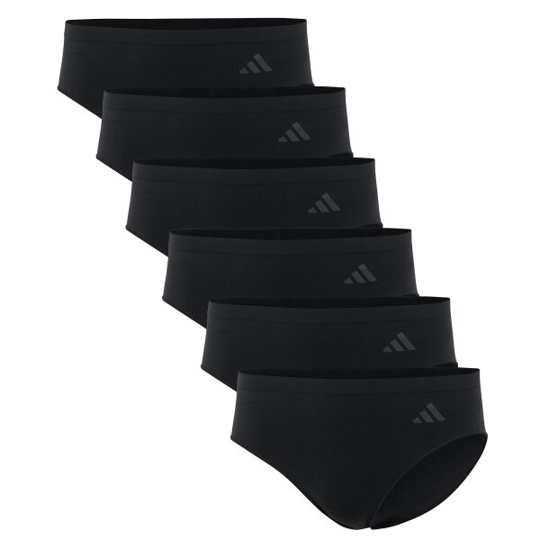 adidas Damen Slips, 6er Pack - Sport Active Seamless, Hipster, Unterwäsche, Logo, einfarbig Schwarz L