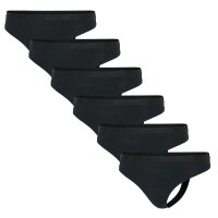 adidas Damen Strings, 6er Pack - Sport Active Essential, Low Rise Thong, Unterwäsche, Cotton Stretch, Logo, uni Schwarz S
