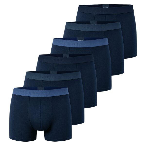 SCHIESSER Herren Boxershorts, 6er Pack - "95/5", Trunks, Cotton Stretch, Logobund Blau S