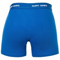 Happy Shorts Herren Boxer Shorts, 4er Pack - Retro Jersey, einfarbig, Logobund Blau/Orange/Grün S