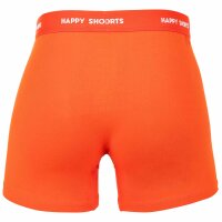 Happy Shorts Herren Boxer Shorts, 4er Pack - Retro Jersey, einfarbig, Logobund Blau/Orange/Grün S