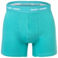 Happy Shorts Men’s Boxer Shorts, 4-Pack – Retro Jersey, solid color, logo waistband Blue/Orange/Green S (Small)