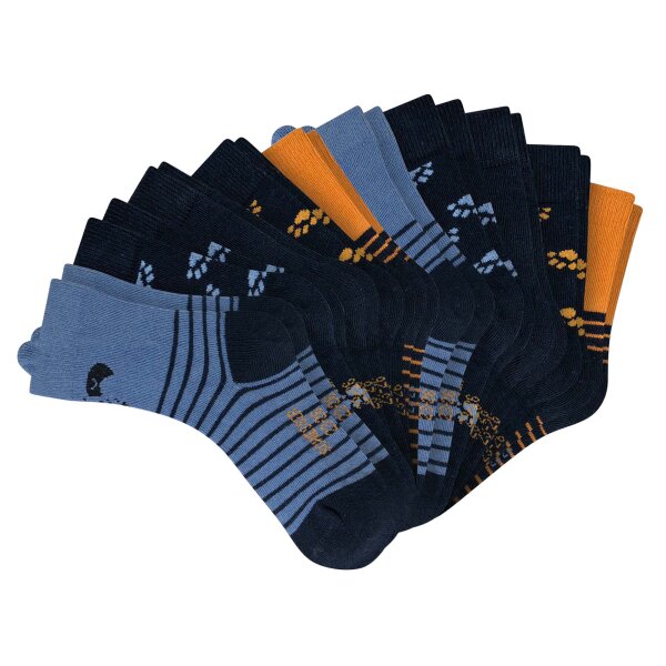 SCHIESSER boys socks, pack of 10 – ‘Legwear Kids’, patterned, cotton blend Blue 23-26