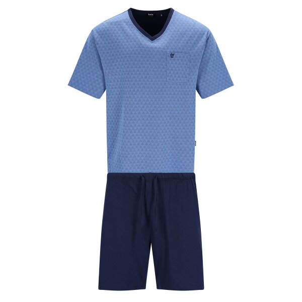hajo Herren Schlafanzug, kurz - Klima-Light, Pyjama, Shorty, Baumwoll-Mix Blau L
