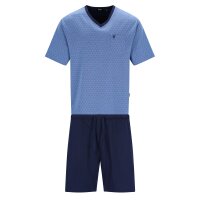 hajo Herren Schlafanzug, kurz - Klima-Light, Pyjama, Shorty, Baumwoll-Mix Blau L