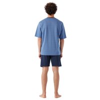 hajo Herren Schlafanzug, kurz - Klima-Light, Pyjama, Shorty, Baumwoll-Mix Blau L