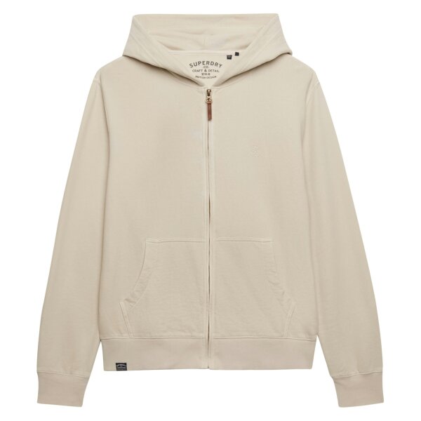 Superdry Herren Sweatjacke mit Kapuze - Classic Essential Ziphood, Baumwolle, uni Beige L