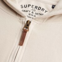 Superdry Mens Hooded Sweatshirt - Classic Essential Ziphood, Cotton, Plain Beige L (Large)