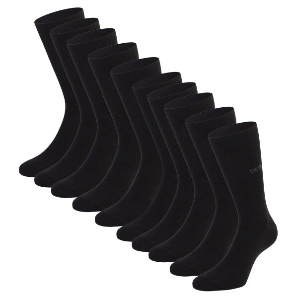CINQUE Herren Socken, 10er Pack - Business-Socken, Baumwollmischung, Logo, einfarbig Schwarz 39-42